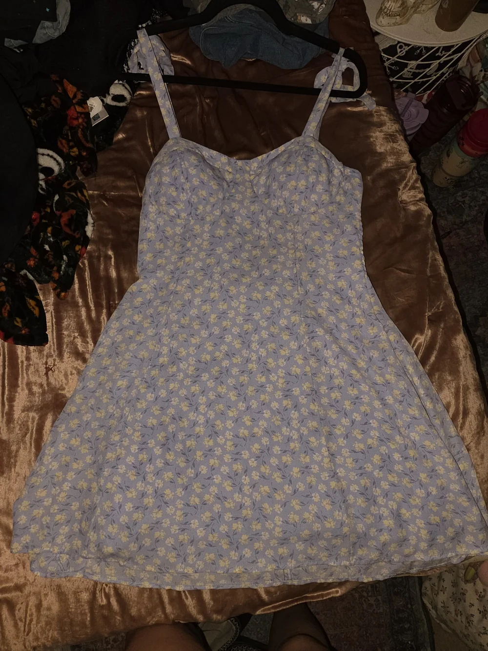 Lily Rose Light Blue Daisy Print Tie-Strap Sundress